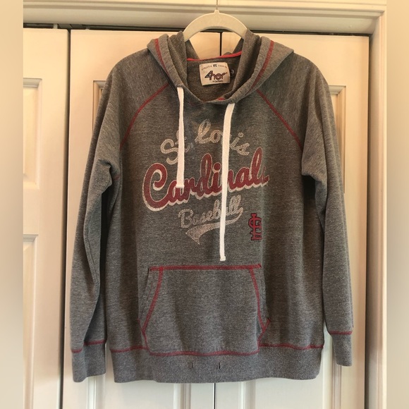 Carl Brooks 4her Tops - St. Louis Cardinals thin hoodie with front pouch, L
